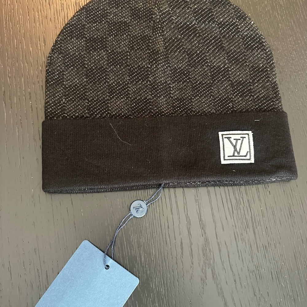 Louis Vuitton Black Knit Cuff Beanie with LV Patch